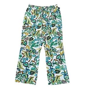 NWT SOHO Size Large Tropical Print Pull On Wide Leg Beach Pants
